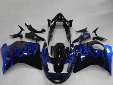 Carenagens Moto Honda CBR1100XX Blackbird 1996-2007 - Preto Brilhante Azul Chama