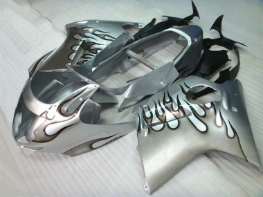 Carenagens Moto Honda CBR1100XX Blackbird 1996-2007 - Prata Preto Chama