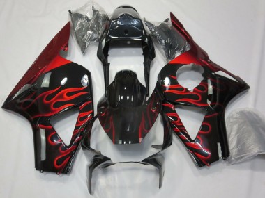 Carenagens Moto Honda CBR954RR 2002-2003 - Preto Brilhante Vermelho Chama