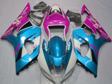 Carenagens Moto Suzuki GSXR 1000 2003-2004 - Azul Claro Branco Rosa