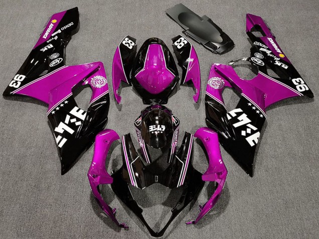 Carenagens Moto Suzuki GSXR 1000 2005-2006 - Rosa Preto Brilhante Branco