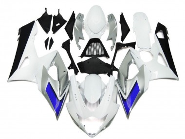 Carenagens Moto Suzuki GSXR 1000 2005-2006 - Branco Brilhante Prata Azul