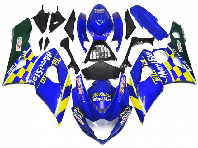 Carenagens Moto Suzuki GSXR 1000 2005-2006 - Azul Amarelo Verde MoviStar Castrol