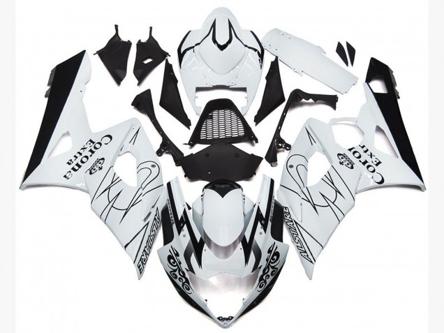 Carenagens Moto Suzuki GSXR 1000 2005-2006 - Branco Preto Corona OEM Estilo