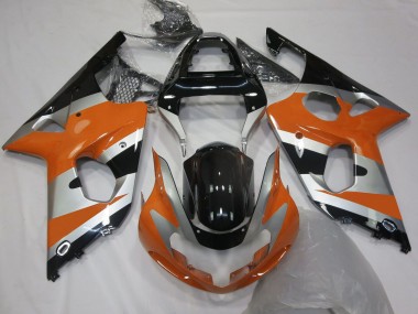 Carenagens Moto Suzuki GSXR 1000 2000-2002 - Laranja Prata Preto Brilhante OEM Estilo
