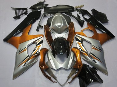 Carenagens Moto Suzuki GSXR 1000 2005-2006 - Laranja Prata Preto Brilhante