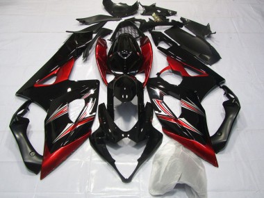 Carenagens Moto Suzuki GSXR 1000 2005-2006 - Preto Brilhante Vermelho Flare