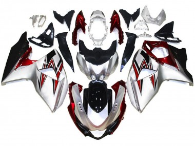 Carenagens Moto Suzuki GSXR 1000 2009-2016 - Prata Vermelho Preto