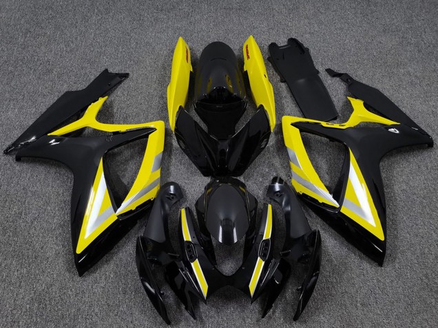Carenagens Moto Suzuki GSXR 600 / GSXR 750 2006-2007 - Preto Brilhante Amarelo Prata OEM Estilo