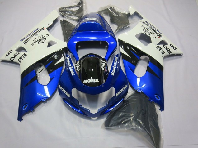 Carenagens Moto Suzuki GSXR 600 / GSXR 750 2001-2003 - Branco Azul Preto Brilhante