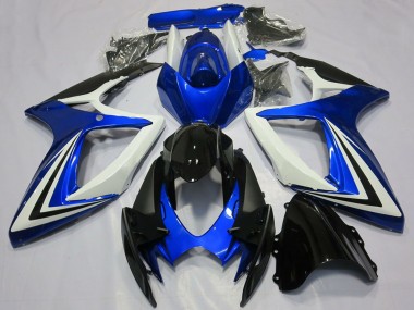 Carenagens Moto Suzuki GSXR 600 / GSXR 750 2006-2007 - Branco Azul Preto Brilhante Listra