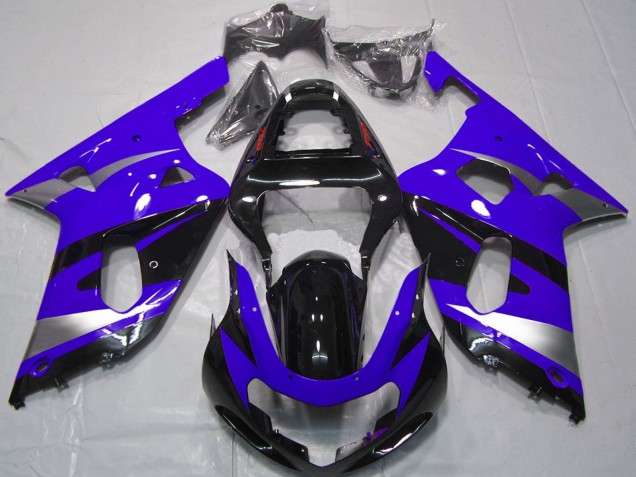 Carenagens Moto Suzuki GSXR 600 / GSXR 750 2001-2003 - Azul Prata Preto Brilhante OEM Estilo