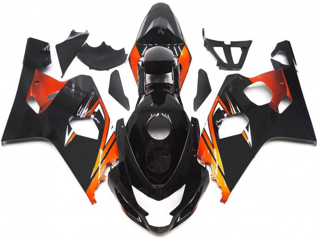 Carenagens Moto Suzuki GSXR 600 / GSXR 750 2004-2005 - Preto Brilhante Laranja OEM Estilo