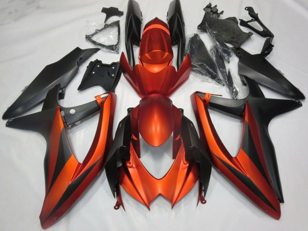 Carenagens Moto Suzuki GSXR 600 / GSXR 750 2008-2010 - Burnt Laranja Preto Fosco