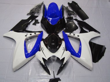 Carenagens Moto Suzuki GSXR 600 / GSXR 750 2006-2007 - Branco Azul Preto Brilhante Estrela