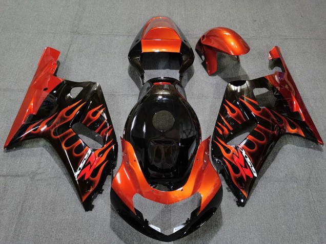 Carenagens Moto Suzuki GSXR 600 / GSXR 750 2001-2003 - Preto Brilhante Laranja Chama