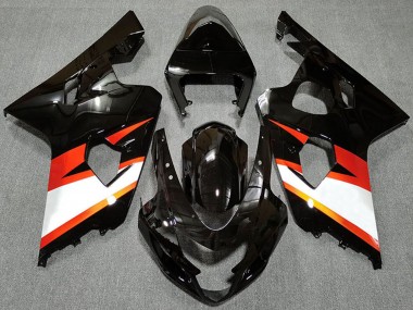Carenagens Moto Suzuki GSXR 600 / GSXR 750 2004-2005 - Preto Brilhante Laranja Branco