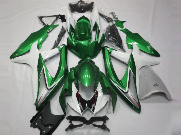Carenagens Moto Suzuki GSXR 600 / GSXR 750 2008-2010 - Branco Verde Prata Preto Brilhante