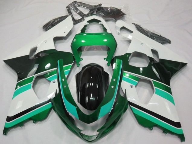 Carenagens Moto Suzuki GSXR 600 / GSXR 750 2004-2005 - Verde Brilhante Verde Branco