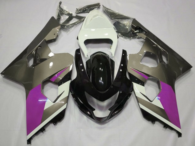 Carenagens Moto Suzuki GSXR 600 / GSXR 750 2004-2005 - Branco Rosa Cinzento Preto Brilhante