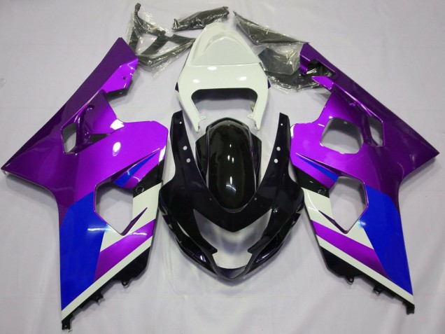 Carenagens Moto Suzuki GSXR 600 / GSXR 750 2004-2005 - Branco Roxo Azul Preto Brilhante