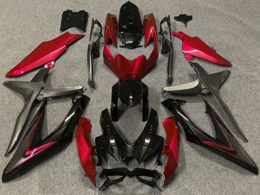 Carenagens Moto Suzuki GSXR 600 / GSXR 750 2008-2010 - Vermelho Preto Brilhante Preto Fosco