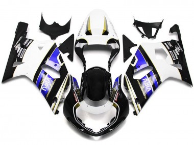Carenagens Moto Suzuki GSXR 600 / GSXR 750 2001-2003 - Branco Azul Preto Brilhante Viru Estilo