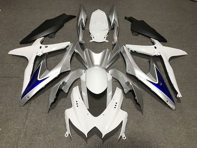 Carenagens Moto Suzuki GSXR 600 / GSXR 750 2008-2010 - Branco Prata Azul Preto Fosco