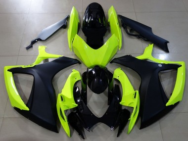 Carenagens Moto Suzuki GSXR 600 / GSXR 750 2006-2007 - Amarelo Néon Preto Brilhante Preto Fosco