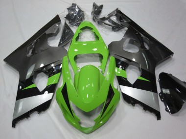 Carenagem Moto Suzuki GSXR 600 / GSXR 750 2004-2005 - Verde Prata Preto Brilhante