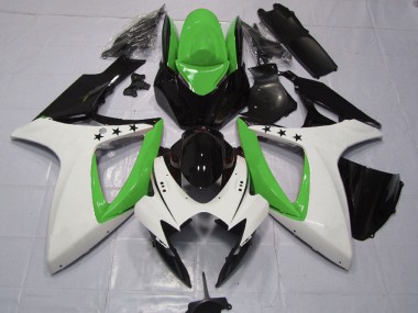 Carenagens Moto Suzuki GSXR 600 / GSXR 750 2006-2007 - Verde Branco Preto Brilhante Estrela