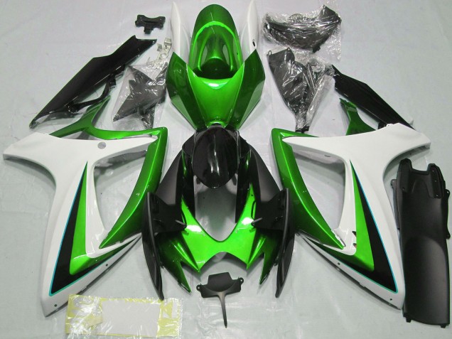Carenagens Moto Suzuki GSXR 600 / GSXR 750 2006-2007 - Verde Branco Preto Brilhante