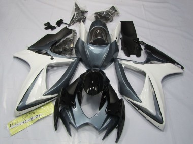 Carenagens Moto Suzuki GSXR 600 / GSXR 750 2006-2007 - Branco Cinzento Preto Brilhante