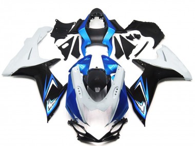 Carenagens Moto Suzuki GSXR 600 / GSXR 750 2011-2024 - Branco Azul Claro Preto Brilhante