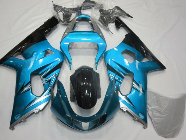 Carenagens Moto Suzuki GSXR 600 / GSXR 750 2001-2003 - Azul Claro Prata Preto Brilhante