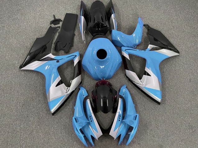 Carenagens Moto Suzuki GSXR 600 / GSXR 750 2006-2007 - Azul Claro Branco Preto Brilhante