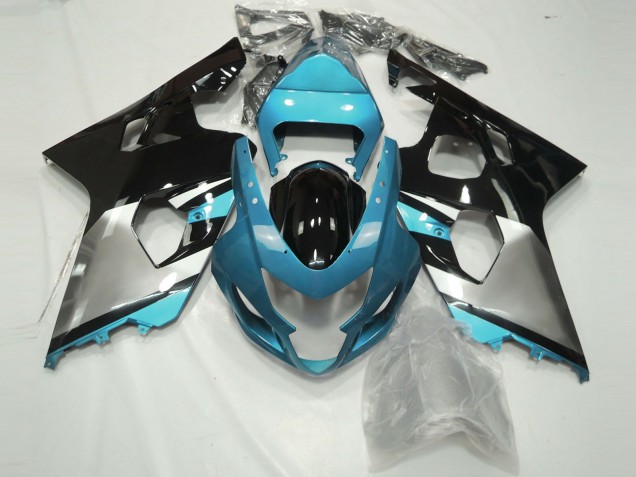 Carenagens Moto Suzuki GSXR 600 / GSXR 750 2004-2005 - Azul Claro Prata Preto Brilhante