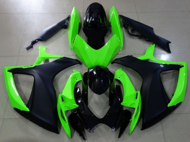 Carenagens Moto Suzuki GSXR 600 / GSXR 750 2006-2007 - Verde Preto Brilhante Preto Fosco