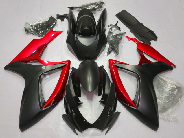 Carenagens Moto Suzuki GSXR 600 / GSXR 750 2006-2007 - Preto Fosco Vermelho
