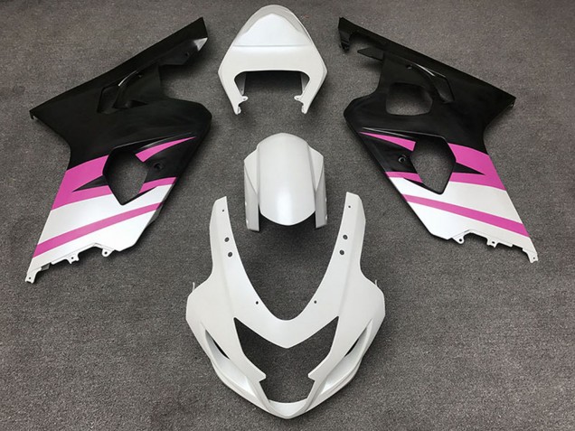 Carenagens Moto Suzuki GSXR 600 / GSXR 750 2004-2005 - Branco Rosa Preto Fosco