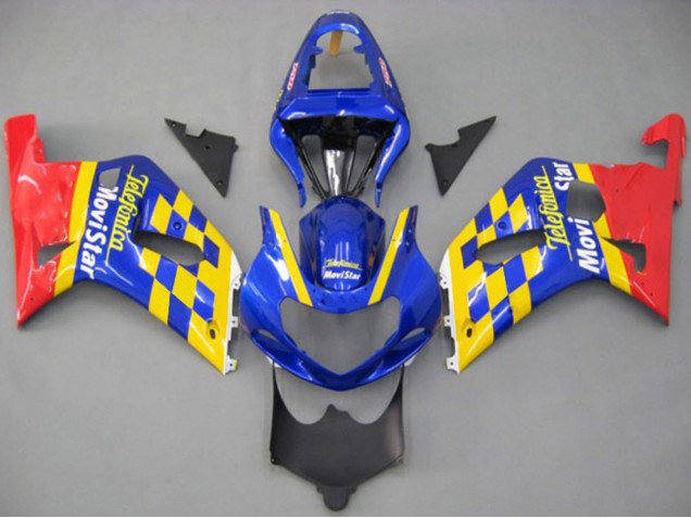 Carenagens Moto Suzuki GSXR 600 / GSXR 750 2001-2003 - Azul Amarelo Vermelho Telefumica MoviStar