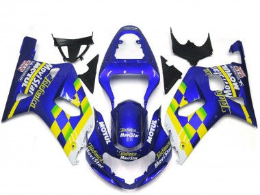Carenagens Moto Suzuki GSXR 600 / GSXR 750 2001-2003 - Azul Amarelo Verde Branco MoviStar