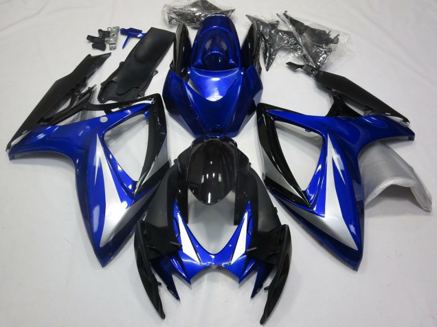 Carenagens Moto Suzuki GSXR 600 / GSXR 750 2006-2007 - Azul Prata Preto Brilhante OEM Estilo