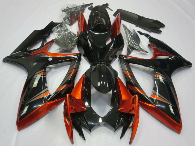 Carenagens Moto Suzuki GSXR 600 / GSXR 750 2006-2007 - Laranja Preto Brilhante