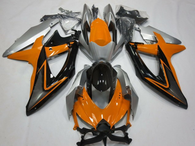 Carenagens Moto Suzuki GSXR 600 / GSXR 750 2008-2010 - Prata Laranja Preto Brilhante