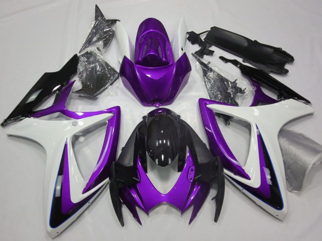 Carenagens Moto Suzuki GSXR 600 / GSXR 750 2006-2007 - Roxo Branco Preto Brilhante