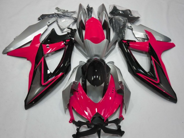 Carenagens Moto Suzuki GSXR 600 / GSXR 750 2008-2010 - Prata Vermelho Preto Brilhante