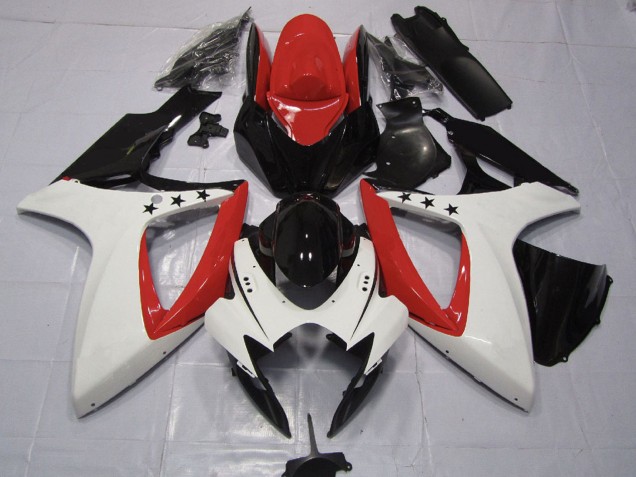 Carenagens Moto Suzuki GSXR 600 / GSXR 750 2006-2007 - Vermelho Branco Preto Brilhante