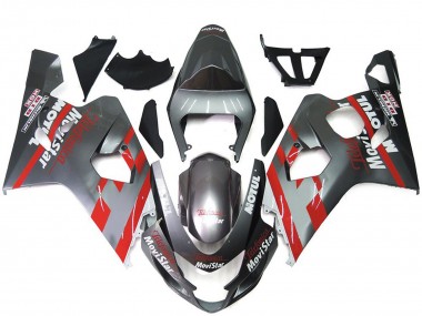 Carenagens Moto Suzuki GSXR 600 / GSXR 750 2004-2005 - Prata Vermelho MoviStar