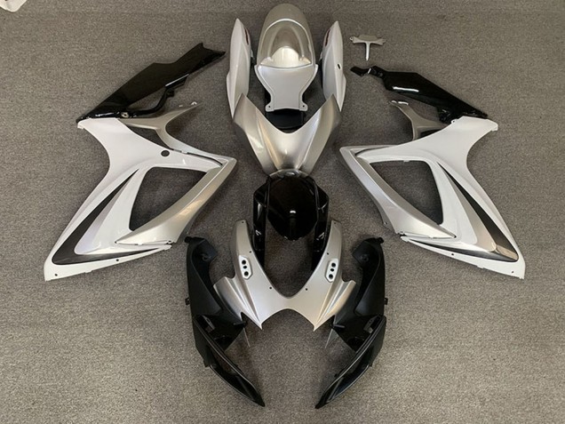 Carenagens Moto Suzuki GSXR 600 / GSXR 750 2006-2007 - Prata Branco Preto Brilhante OEM Estilo